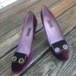 Rafe Purple Velvet Floral Pumps High Heels Sz 10 EU 40 Round Toe Shoes New York